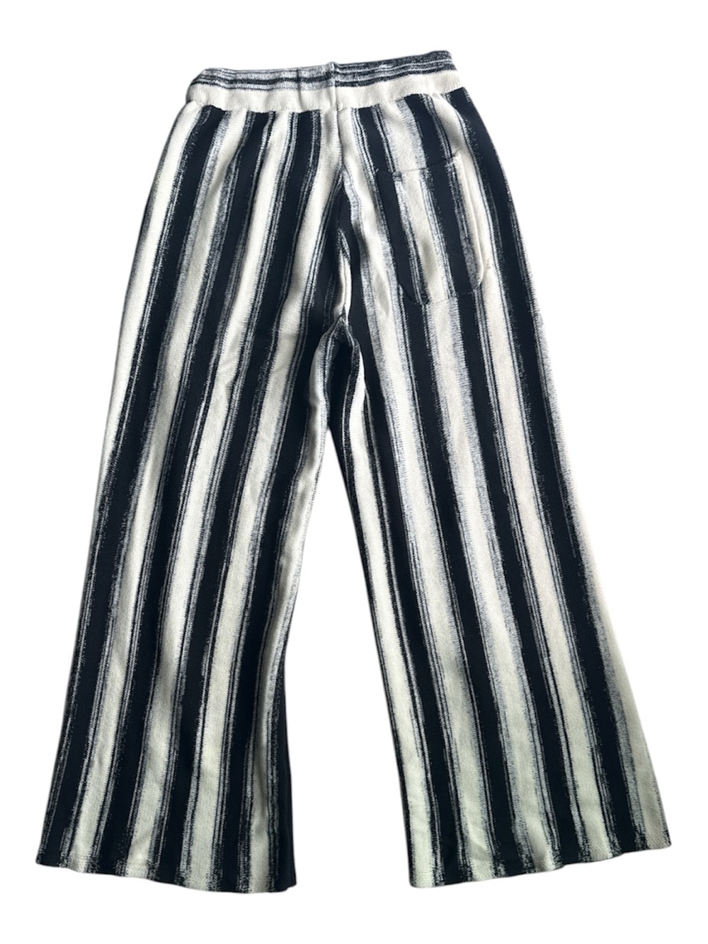 Thornsaura Striped Knit Wide Leg Pants Sz S Black White Cozy Cotton Jersey - Picture 3 of 6